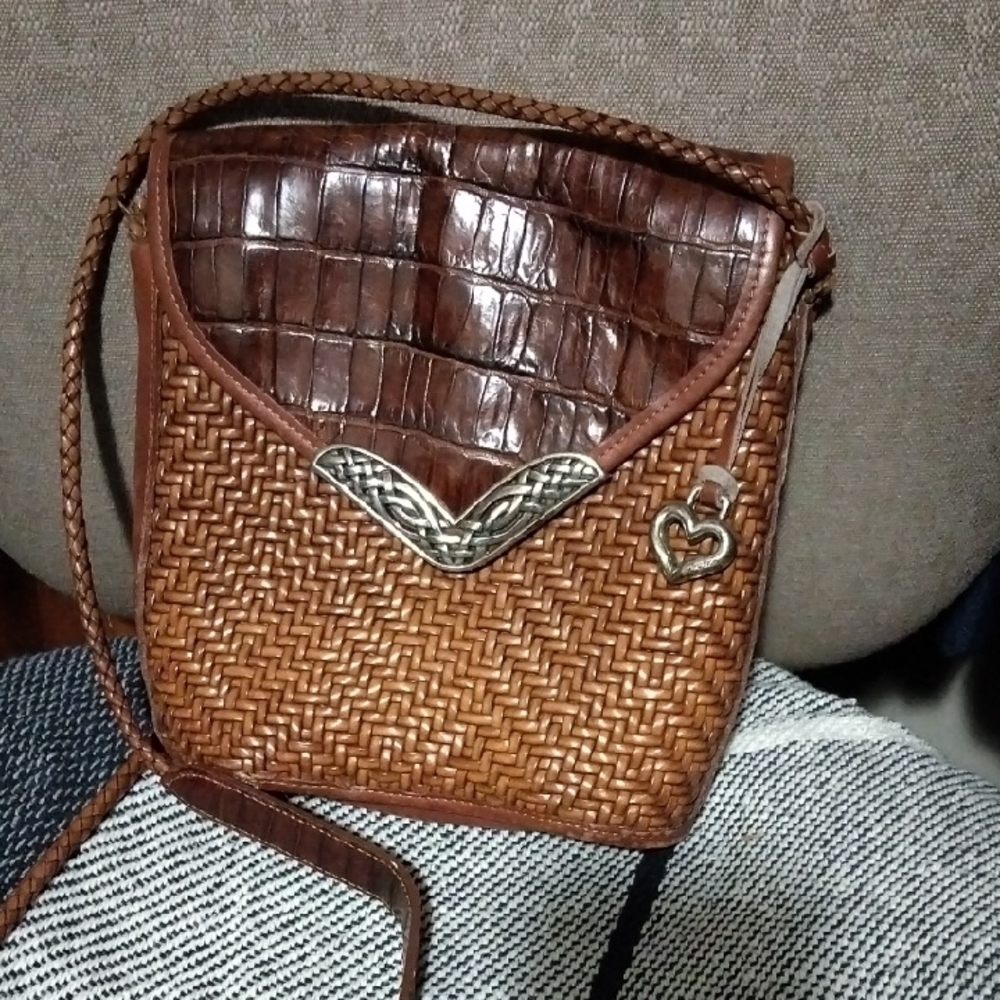 Brighton Brown Woven Leather Crossbody Bag. Rehab Bag. - Picture 1 of 8